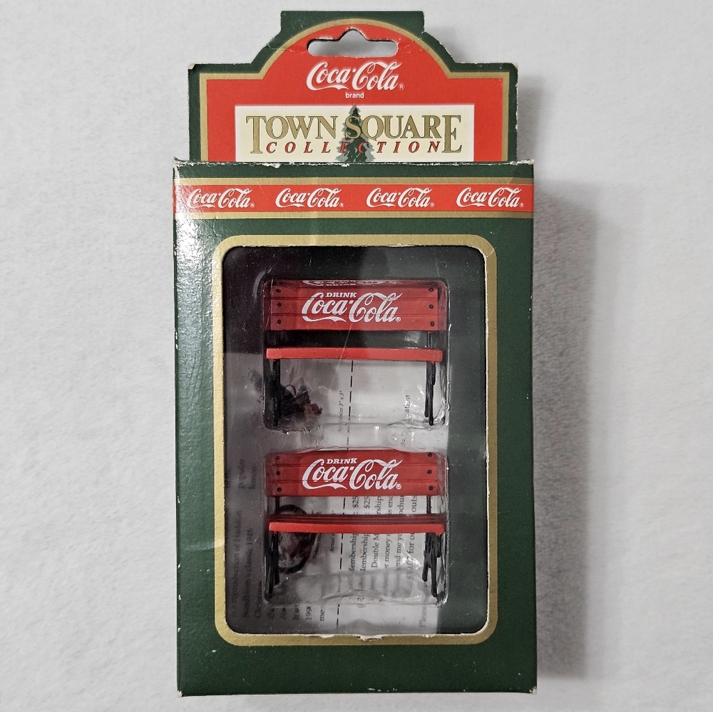 Vintage Coca Cola Town Square Collection mini red park bench accessories decor